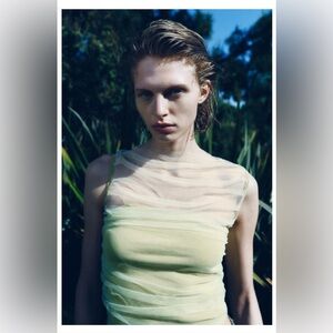 ZARA MIXED TULLE KNIT TOP